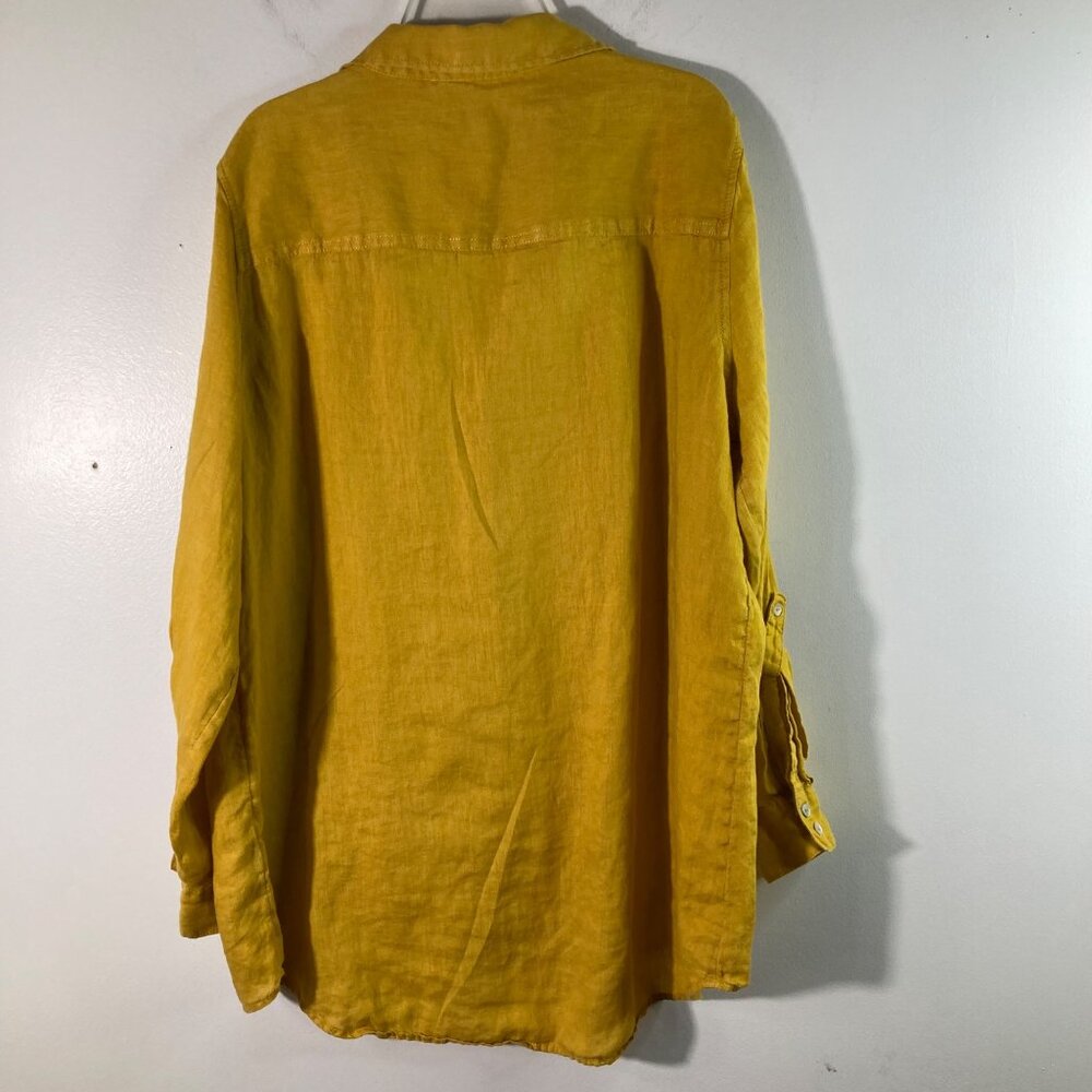 C&C California Mustard Yellow Linen Button-Down Shirt - Picture 2 of 8